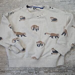 Mini Boden Printed Sweatshirt Red Panda Animal Print Boys 3-4 Gray